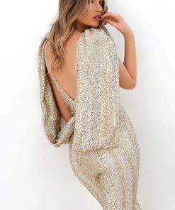 Tarik Ediz - 93940 V-Neck Sparkly Jumpsuit Plus Size Dresses 9 Tarik Ediz - 93940 V-Neck Sparkly Jumpsuit Plus Size Dresses