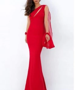 Tarik Ediz - 93951 Asymmetrical Illusion Back Sheath Dress