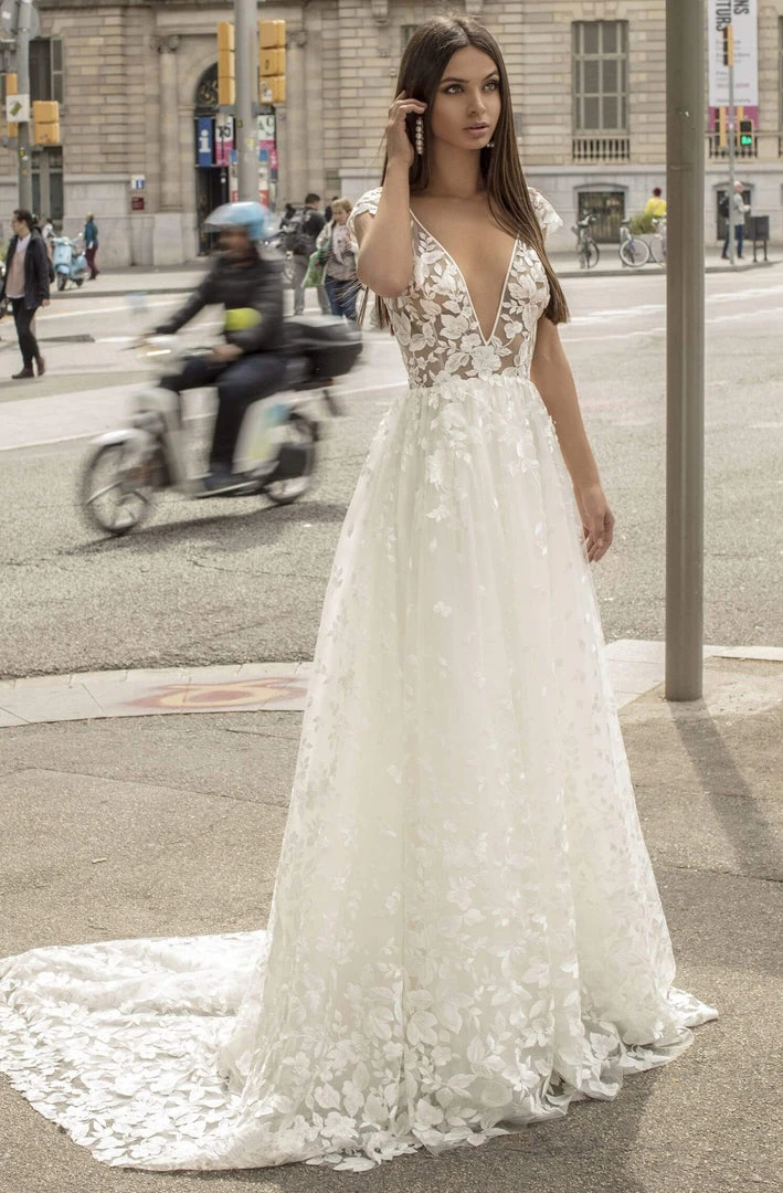 Tarik Ediz - 93958 V-Neck Floral Appliques A-Line Dress 3 Tarik Ediz - 93958 V-Neck Floral Appliques A-Line Dress