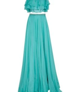 Formal Gowns Tarik Ediz - Beaded Off The Shoulder A-line Dress 50064