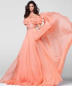 Formal Gowns Tarik Ediz - Beaded Off The Shoulder A-line Dress 50064
