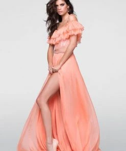 Formal Gowns Tarik Ediz - Beaded Off The Shoulder A-line Dress 50064