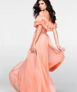 Formal Gowns Tarik Ediz - Beaded Off The Shoulder A-line Dress 50064