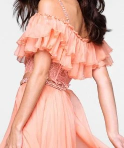 Formal Gowns Tarik Ediz - Beaded Off The Shoulder A-line Dress 50064