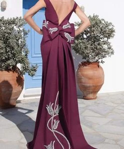 Formal Gowns Tarik Ediz - Beaded Scoop Neck Dress 92615 6 Formal Gowns Tarik Ediz - Beaded Scoop Neck Dress 92615