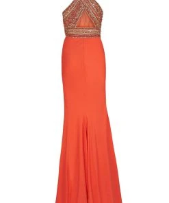 Tarik Ediz - Embellished Crisscross Halter Strap Gown 92530 Formal Gowns