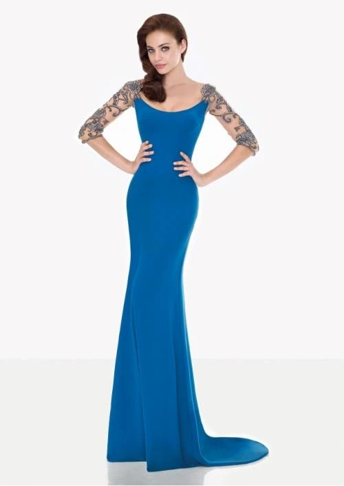Tarik Ediz - Embellished Sleeves Long Dress 92697 Formal Gowns 3 Tarik Ediz - Embellished Sleeves Long Dress 92697 Formal Gowns