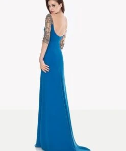 Tarik Ediz - Embellished Sleeves Long Dress 92697 Formal Gowns