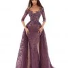 Formal Gowns Tarik Ediz - Embroidered Illusion Neck Dress With Overskirt 93633 - 1 Pc Lavender In Size 8 Available 1 Formal Gowns Tarik Ediz - Embroidered Illusion Neck Dress With Overskirt 93633 - 1 Pc Lavender In Size 8 Available