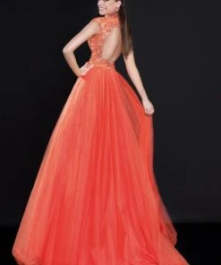 Tarik Ediz - Embroidered V-Neck Gown 92596