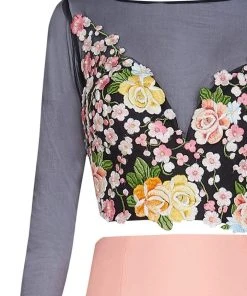 Formal Gowns Tarik Ediz - Floral Accented Mermaid Dress 50004