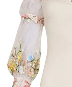 Tarik Ediz - Floral Accented Sheath Dress 50001 Formal Gowns