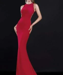 Tarik Ediz - Floral Beaded Back Details Svelte Gown 92546