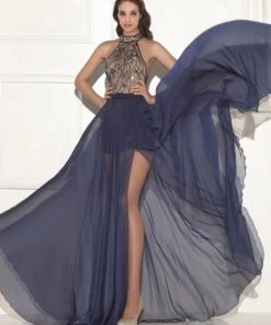 Tarik Ediz - Halter Long Dress 92791 Formal Gowns