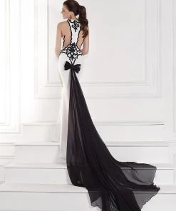 Tarik Ediz - Halter Neck Embellished Gown 92566 Formal Gowns