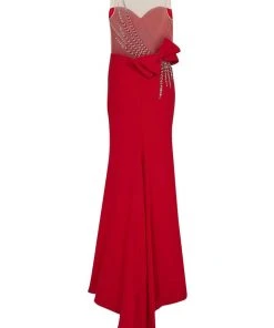 Formal Gowns Tarik Ediz - Illusion Embellished Open Back Long Gown 50083