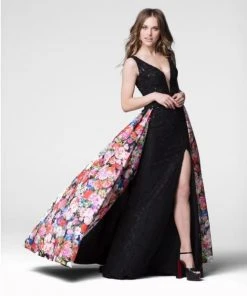Formal Gowns Tarik Ediz - Lace Floral Long Dress 50024
