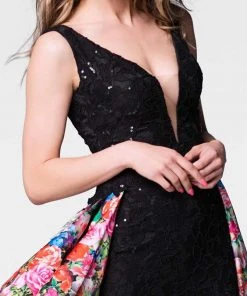Formal Gowns Tarik Ediz - Lace Floral Long Dress 50024