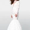 Tarik Ediz - Lace Illusion High Neck Mermaid Dress 50050