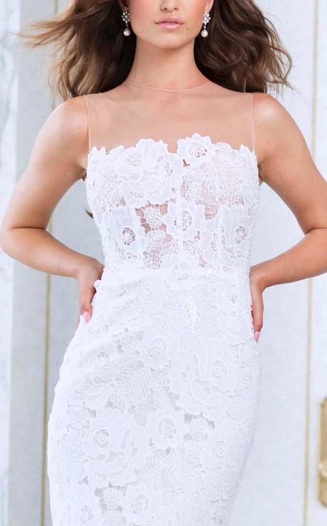 Tarik Ediz - Lace Illusion Jewel Neck Dress 50069 5 Tarik Ediz - Lace Illusion Jewel Neck Dress 50069