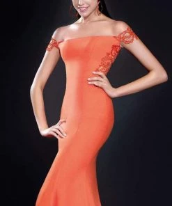 Tarik Ediz - Lace Off-Shoulder Gown 92568 19 Tarik Ediz - Lace Off-Shoulder Gown 92568