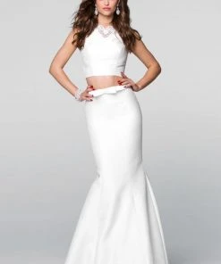 Tarik Ediz - Lace Two-Piece Long Train Mermaid Dress 50049 Formal Gowns