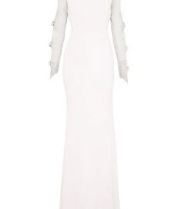 Formal Gowns Tarik Ediz - Lace V-Neck Gown 92571