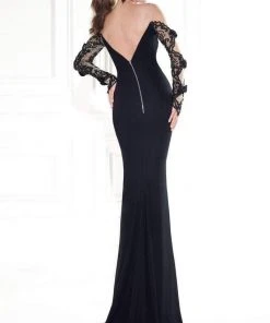 Formal Gowns Tarik Ediz - Lace V-Neck Gown 92571