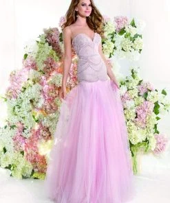 Tarik Ediz - MTE92331 Bead Embellished Illusion Evening Gown