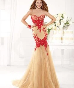 Tarik Ediz - MTE92349 Twisted Strapless Applique Mermaid Gown