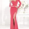 Formal Gowns Tarik Ediz - Mte92373 Illusion Asymmetrical Long Sleeve Gown