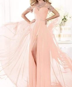 Tarik Ediz - MTE92386 Bejeweled Illusion Neckline Evening Gown