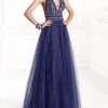 Formal Gowns Tarik Ediz - Mte92393 Crystal-Ornate Plunging Halter Gown