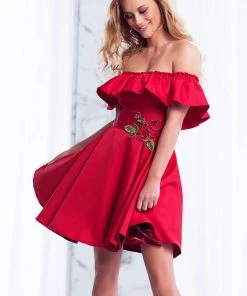 Cocktail Dresses Tarik Ediz - Off-Shoulder A-line Dress 50033