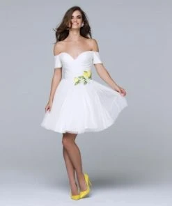 Tarik Ediz - Off Shoulder Cocktail Dress 50075