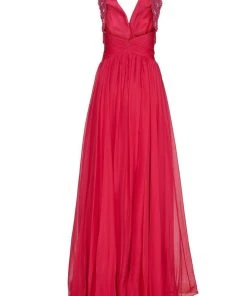 Tarik Ediz - Pearl Accented A-line Dress 50060 Formal Gowns