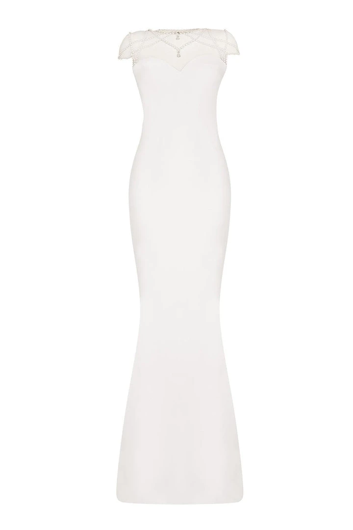 Tarik Ediz - Pearl Accented Trumpet Dress 50098 Formal Gowns 11 Tarik Ediz - Pearl Accented Trumpet Dress 50098 Formal Gowns