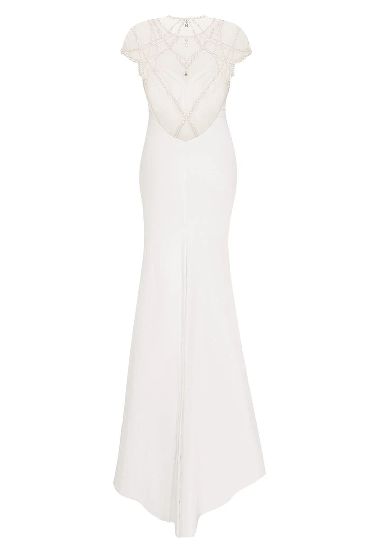 Tarik Ediz - Pearl Accented Trumpet Dress 50098 Formal Gowns 12 Tarik Ediz - Pearl Accented Trumpet Dress 50098 Formal Gowns