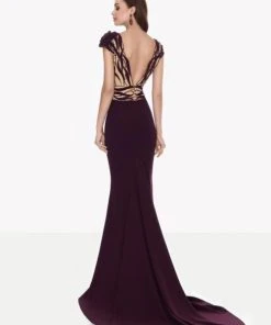Formal Gowns Tarik Ediz - Plunging Mermaid Dress 92723