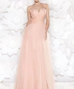 Tarik Ediz - Ruched Illusion Jewel Neck Gown 92517