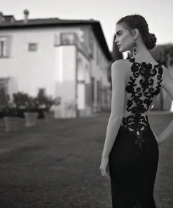 Tarik Ediz - Sheer Boat Neck Evening Gown 92612 Formal Gowns