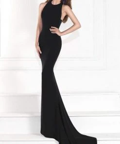 Tarik Ediz - Sheer Lace Halter Gown 92574