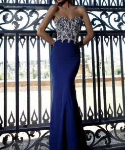 Tarik Ediz - Shimmering Lace Strapless Sweetheart Gown 92595 Formal Gowns