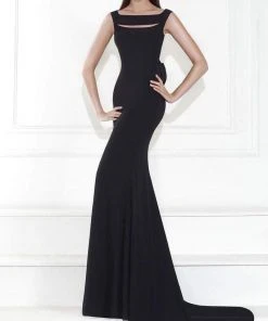 Formal Gowns Tarik Ediz - Square Neck Evening Gown 92581