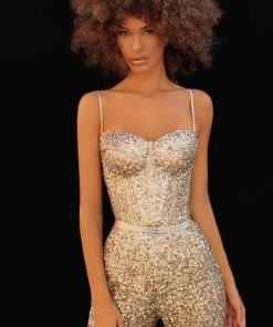 Formal Gowns Tarik Ediz - Sweetheart Sequin Evening Jumpsuit 51163 - 1 Pc Pink In Size 6 Available 7 Formal Gowns Tarik Ediz - Sweetheart Sequin Evening Jumpsuit 51163 - 1 Pc Pink In Size 6 Available