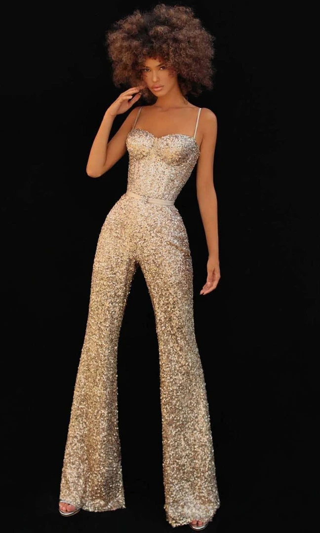 Formal Gowns Tarik Ediz - Sweetheart Sequin Evening Jumpsuit 51163 - 1 Pc Pink In Size 6 Available 3 Formal Gowns Tarik Ediz - Sweetheart Sequin Evening Jumpsuit 51163 - 1 Pc Pink In Size 6 Available