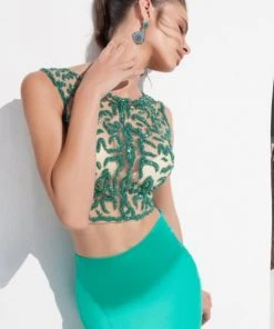 Tarik Ediz - Two-Piece Bateau Neck Gown 92643 Formal Gowns