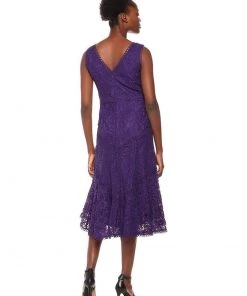 Taylor - 1144M Sleeveless Loops Trimmed V Neck Hi-Lo Hem Lace Dress Cocktail Dresses