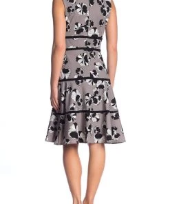 Taylor - 1169M Floral Print V Neck Sleeveless Crepe Dress Cocktail Dresses