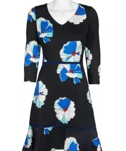 Taylor - 1180M Quarter Length Sleeved Floral Printed Crepe Dress